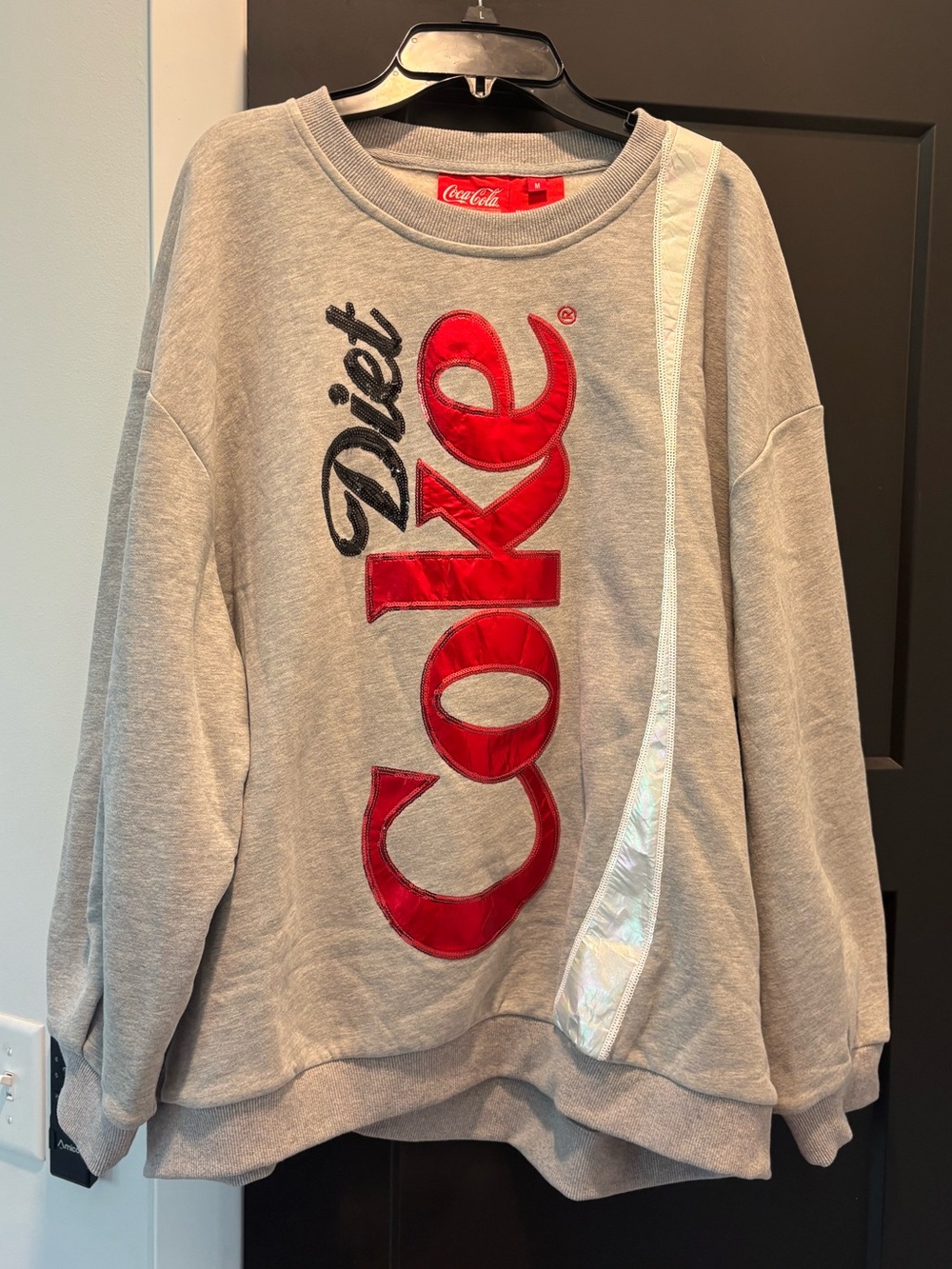 Queen Of Sparkles Diet Coke Sweatshirt Fleece M Sequin Embellished Pullover